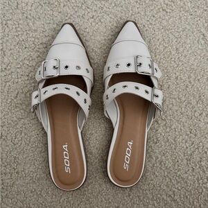 Soda Women's Double Buckle Mules